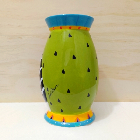 Laurel Burch Cat Flower Vase Colorful Kitty 6" Tall For Ganz NY - Picture 6 of 12